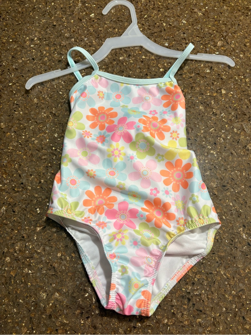 Girls Floral One-Piece Swimsuit in Pastel Multicolor